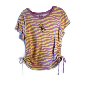 the simpsons lisa skateboard striped scoop neck womens shirt SIZE XXL